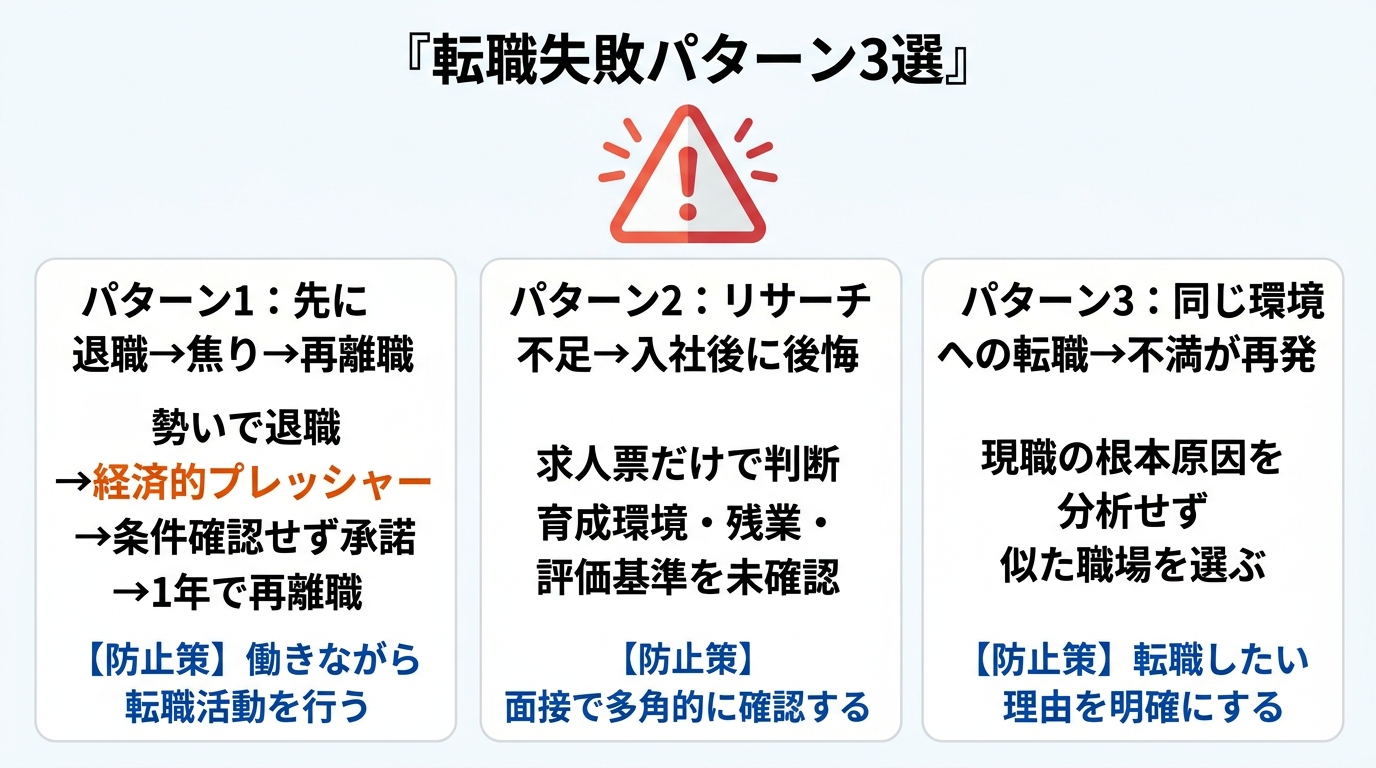 20代前半の転職でやりがちな3つの失敗パターンと防止策