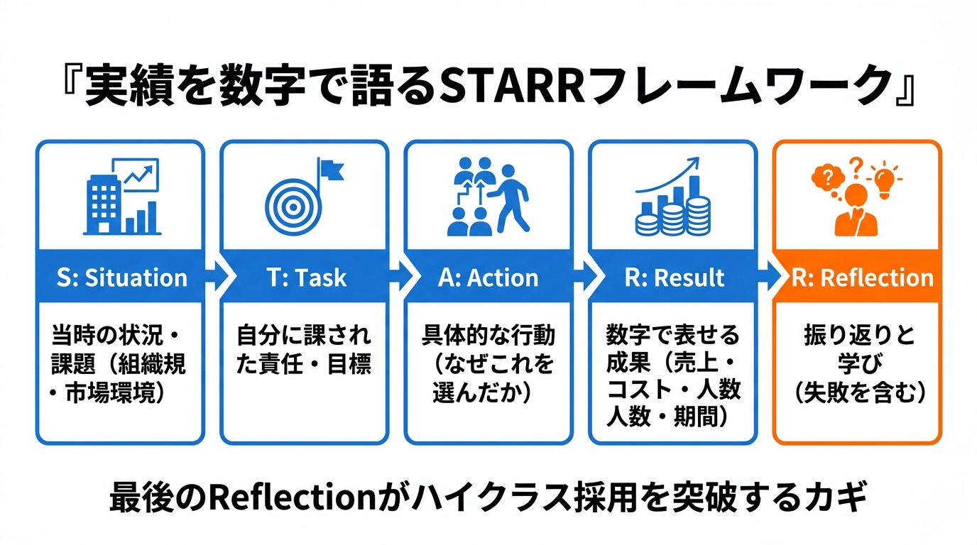 実績を数字で語るSTARRフレームワーク（ハイクラス面接を突破する5ステップ）